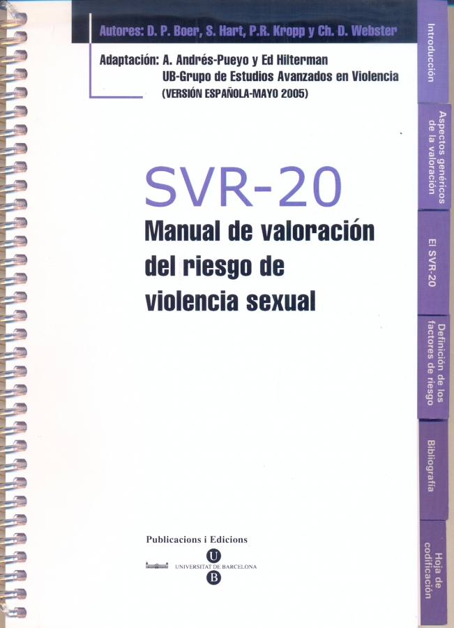 SVR 20  MANUAL DE VALORACION DEL RIESGO VIOLENCIA SEXUAL