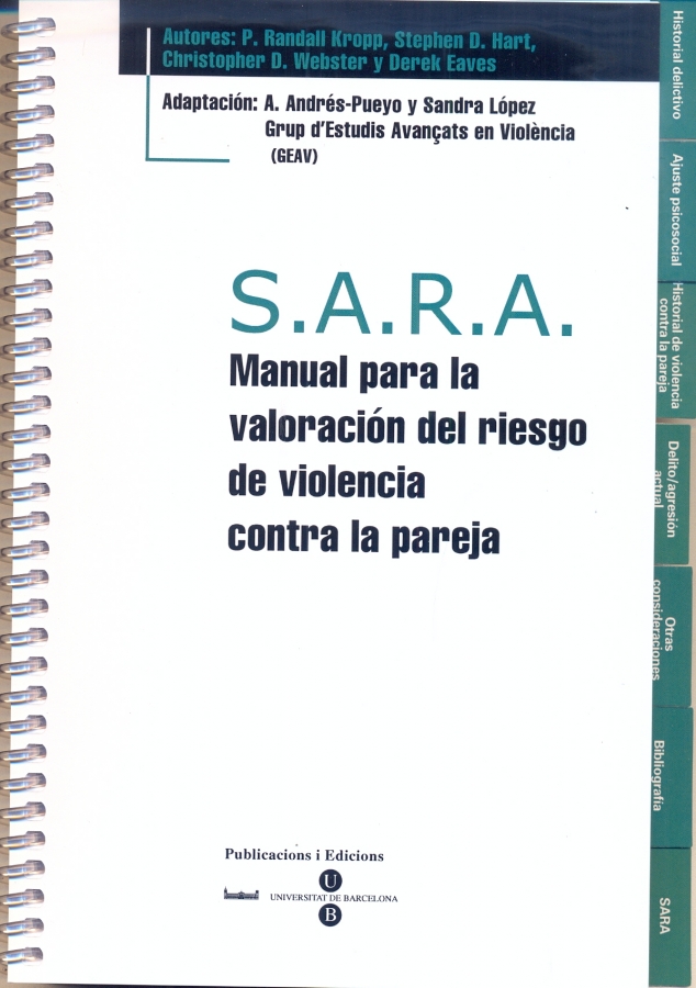SARA  MANUAL PARA LA VALORACION DEL RIESGO DE VIOLENCIA CONTRA LA PAREJA